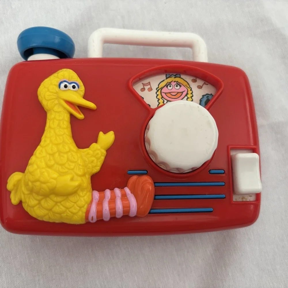 Vintage Big Bird Wind Up Radio Music Toy TYCO Jim Henson Sesame Street WORKS